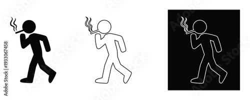Smoking person icon set in various styles