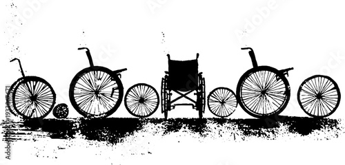 Abstract stencil wheelchair spokes in high contrast design