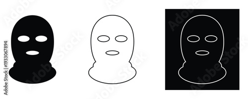 Minimalist ski mask designs in black and white for creative projects