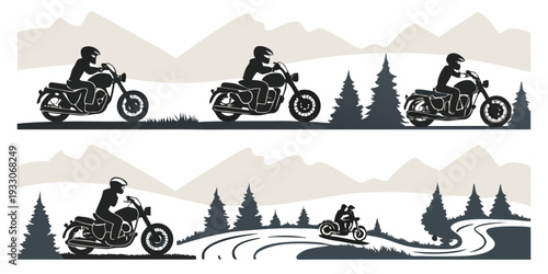 A diverse collection of vehicles and animals traversing a snowy landscape. Vector