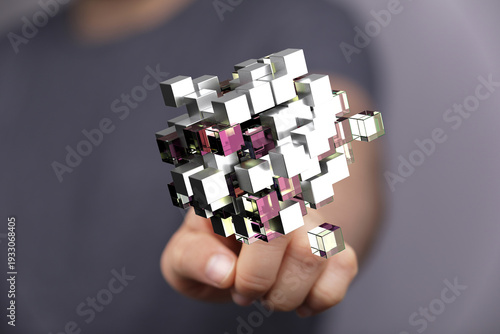 Digitally rendered 3d cube ...
