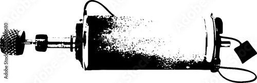 Industrial winch drum in high contrast stencil design for engineering and machine art