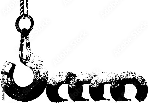 High contrast winch fairlead silhouette - stencil style design for industrial art