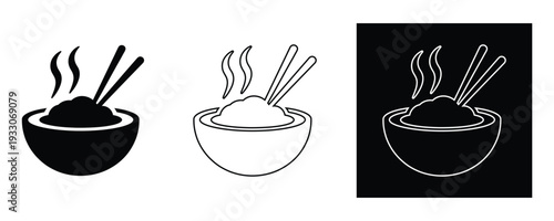 Steaming bowls with chopsticks in modern minimalist style