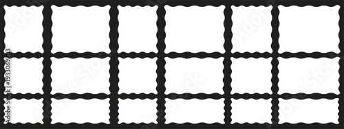 Set of wavy organic neon frames rectangle square shapes Abstract Designs icons and graphics  scallops geometry  Irregular flat shapes. Random spots and curvy elements. Smooth box Vector illustration