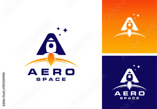 vector rocket icon logo design with initial letter A
