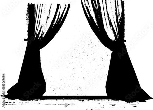 Elegant window curtain silhouette stencil for interior design and decoration