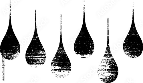 Abstract raindrop trails in high contrast stencil style for design projects