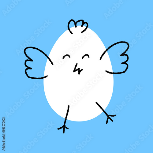 Cute Easter chick in egg shape, paste flat illustration 