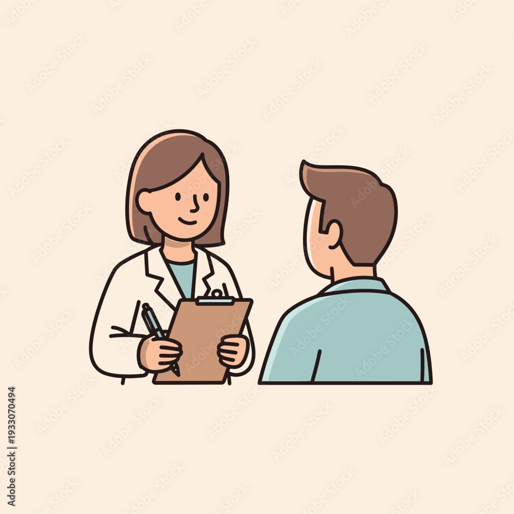 Obraz premium Doctor consulting patient, medical checkup, healthcare and medicine concept, vector illustration