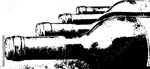 Wine bottle cork pop abstract stencil design for celebration and decoration