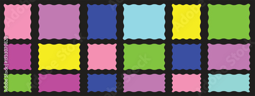 Doodle curvy frame organic wavy shape with abstract text box and cloud or playful blob for random form. Simple squiggly uneven blot and badge element through oval amoeba graphic with black