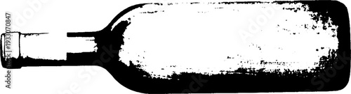 High contrast abstract wine bottle with cork pop in stencil style for design