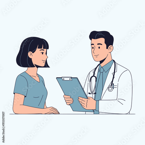Doctor consulting patient with medical chart, healthcare concept