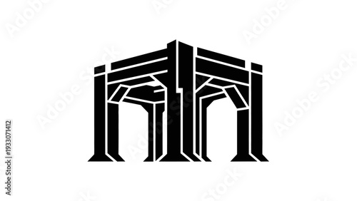 Abstract Architectural Structure Silhouette, Geometric Design, Modern Building Facade