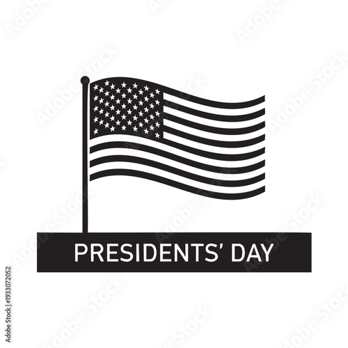 American flag waving on transparent background for Presidents Day celebration
