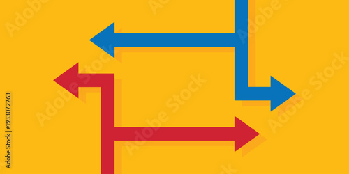 Straight and curved arrow direction path background. Business and innovation banner template