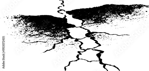 High contrast abstract yam skin fissures in stencil style for creative design