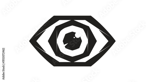 Abstract Geometric Eye Symbol, Optical Illusion, Vision Concept, Black and White