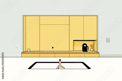 Minimalist Kitchen with Hidden Pop-Up Appliances