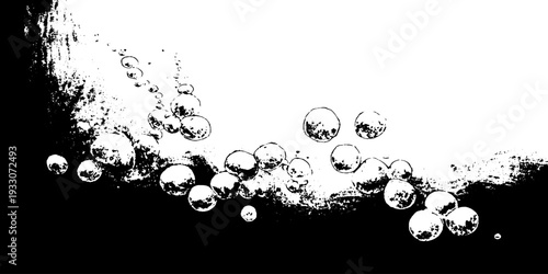 Abstract yeast bubble foam in high contrast stencil style for artistic design