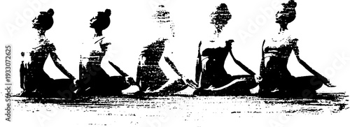 Yoga pose silhouette in stencil style - high contrast abstract art for mindfulness design