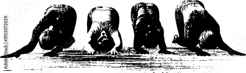 Abstract yoga pose silhouette stencil in high contrast for wellness design