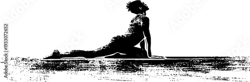 High contrast abstract yoga pose silhouette in stencil style for mindfulness and fitness design