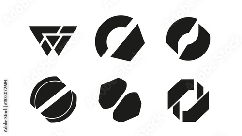 Abstract Geometric Logo Icons Set, Modern Minimalist Shapes for Branding and Design