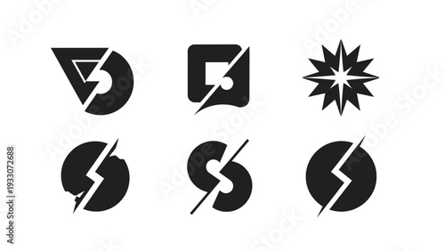 Abstract Geometric Logo Icons Set, Modern Minimalist Symbols for Branding and Design