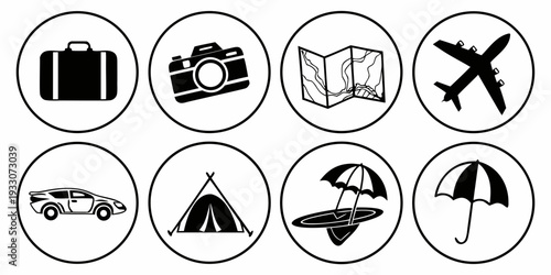 A collection of icons representing various outdoor activities and safety measures Vector
