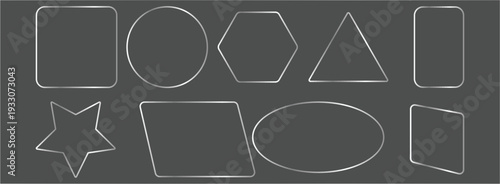 Liquid glass button interface, light frame banner set, glass panel set. Light glass box frame with neon effect for square ux icon. Light png banner collection with glow effect, vector illustration. Gl