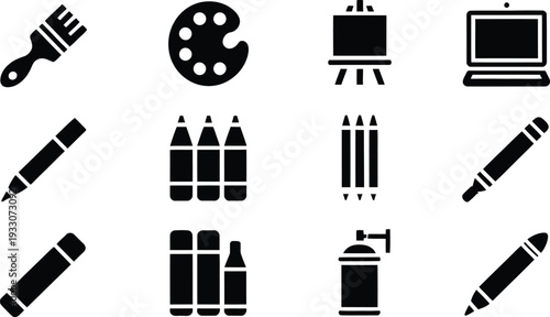 Graphic design and painting tools icons