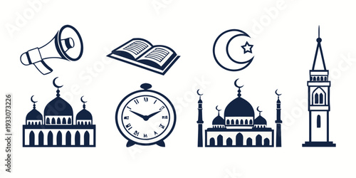 Symbols of different religions and their respective places of worship Vector