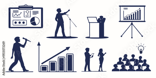Illustration of various business and presentation related activities Vector
