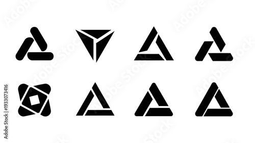Abstract Geometric Triangle Logos Set, Modern Minimalist Symbols Collection
