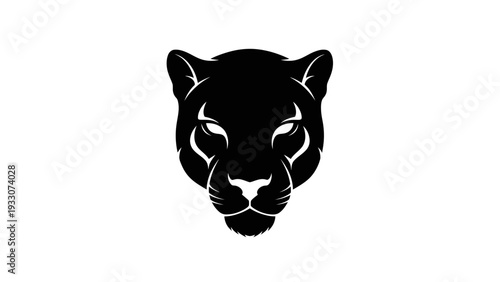 Black Panther Head Silhouette, Fierce Predator, Wild Animal Logo, Graphic Design