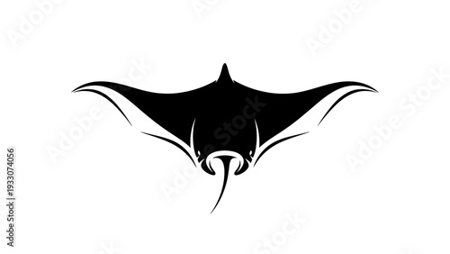 Black Manta Ray Silhouette, Ocean Wildlife, Marine Animal, Tribal Tattoo Design