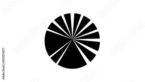 Black radial spokes pattern on white background, abstract geometric design