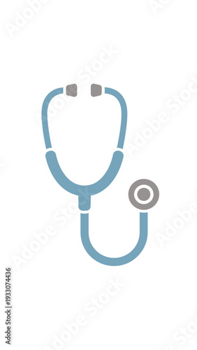 Blue Stethoscope Icon on White Background - Medical Symbol