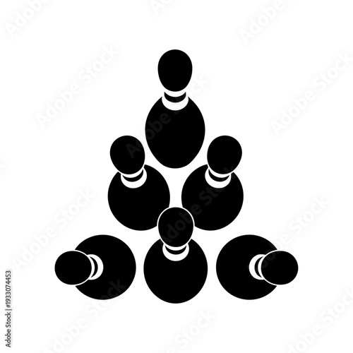 Bowling Pins Formation Triangle Black Silhouette Isolated White Background