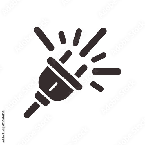 Broken electrical plug icon, symbolizing disconnection, power outage, or failure