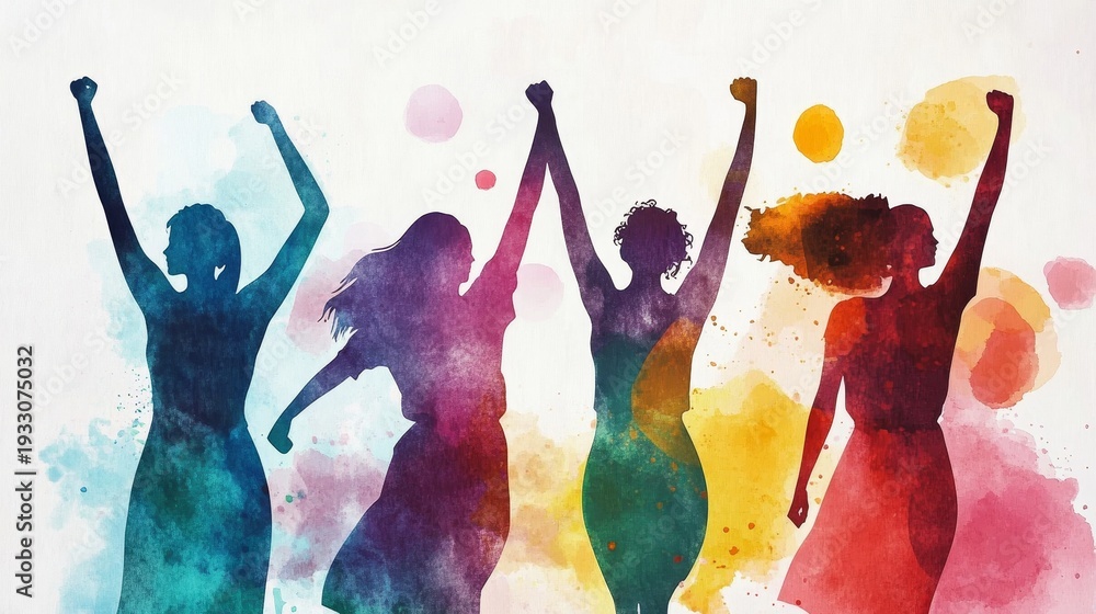 Fototapeta premium watercolor of women, March 8 International Womens Day