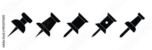 Push Pin and Map Marker Icon Set – Location, GPS Navigation, Thumbtack and Pin Symbols in Outline, Flat and 3D Vector Style