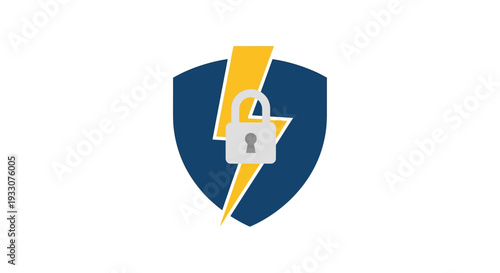 Shield with Lock and Lightning Bolt Icon.