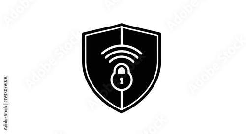 Shield with Lock and Signal Icon.