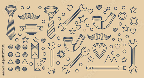 A charming collection of father's day icons and symbols for a special celebration