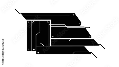 Futuristic Tech Panel Design, Sci-Fi Interface Element, Abstract Geometric Shapes