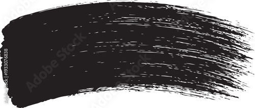Black paint brush stroke isolated on white background, grunge ink texture vector element