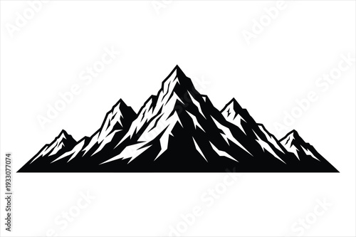 Mountain Range Silhouette Landscape Black And White Vector